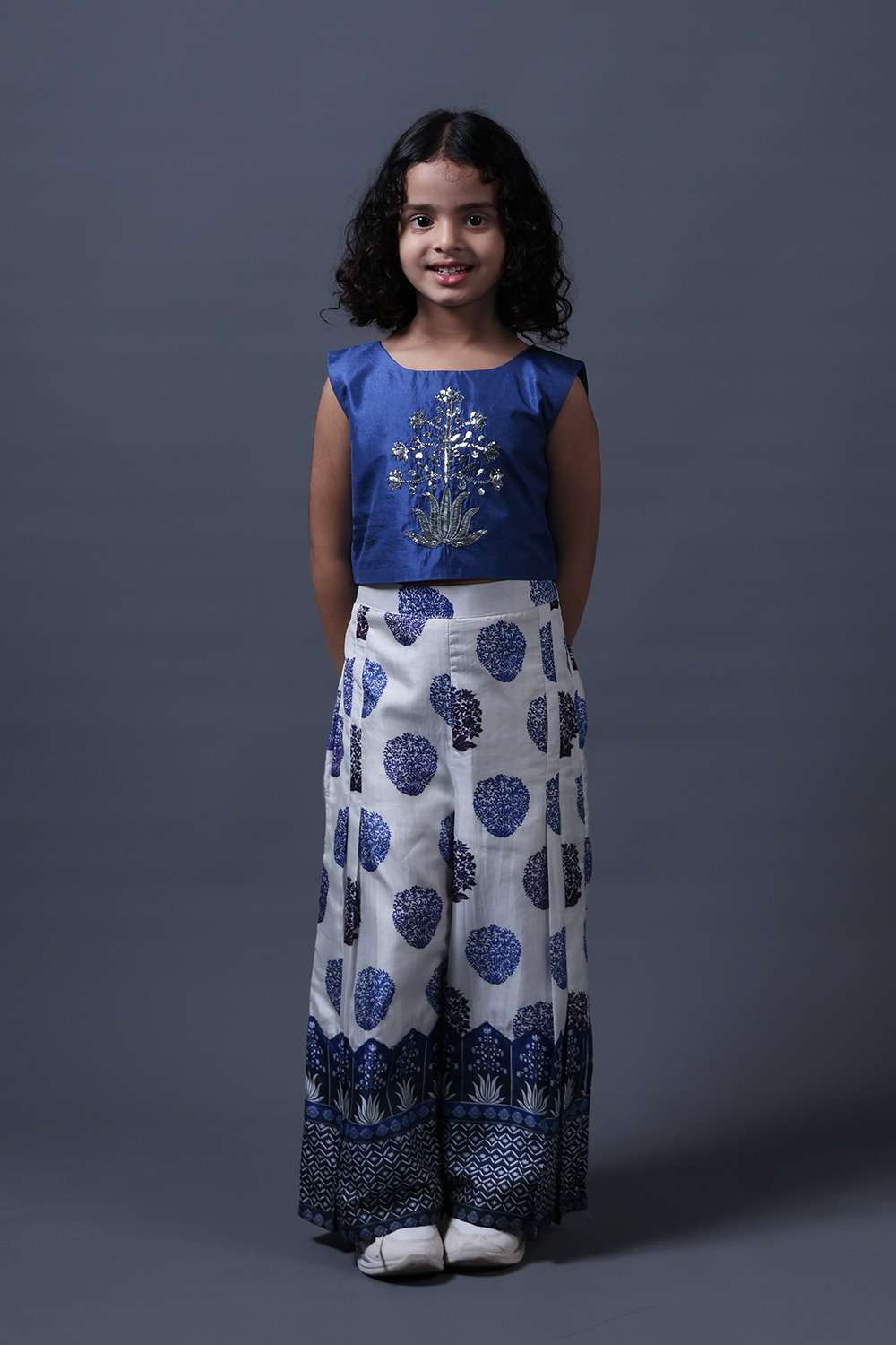 Neeli buti Hand Embroidered twinning set for  Father + Daughter + Son image 6