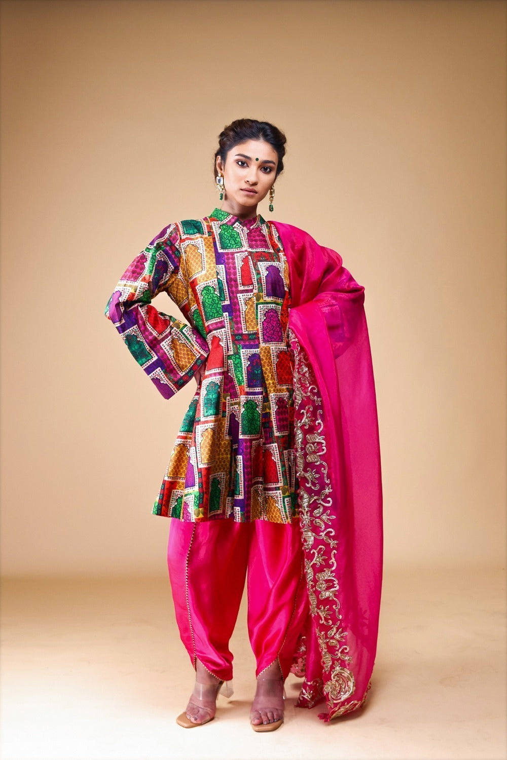 Kalidar Kurti With Tulip Pants And Heavy Hand-Embroidered Zardosi Work Dupatta image 1
