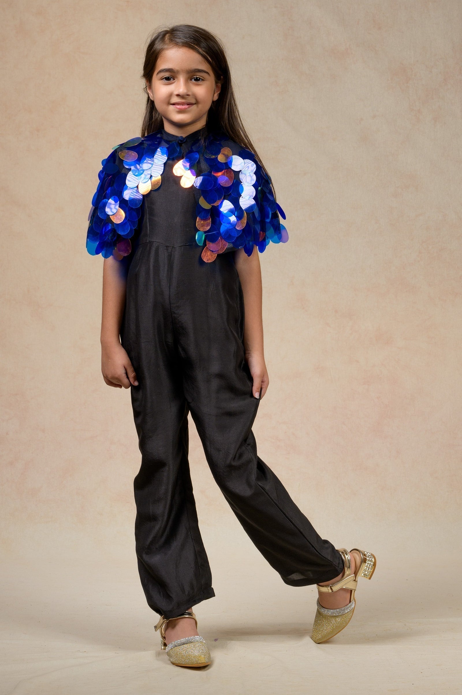 Embellished Cape With Jumpsuit image 1