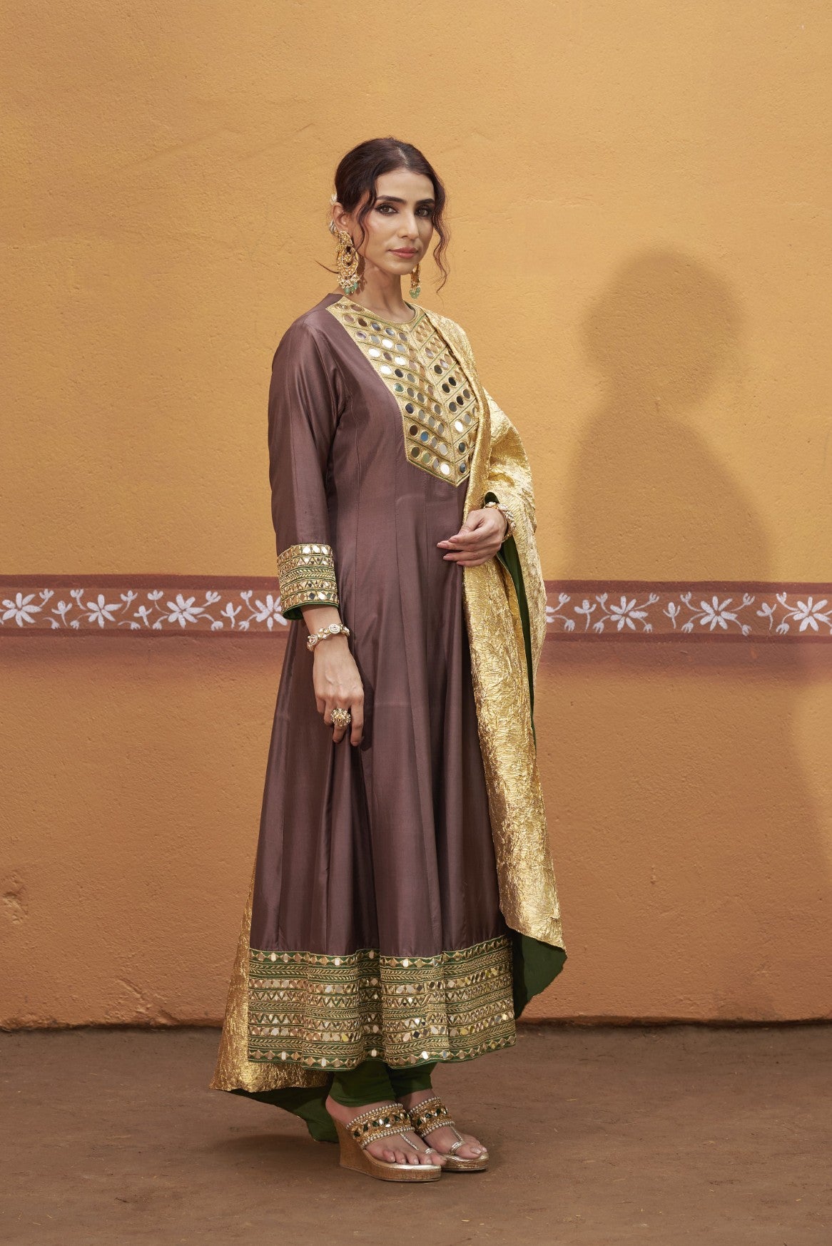 Anarkali with embroidered border and yoke image 5