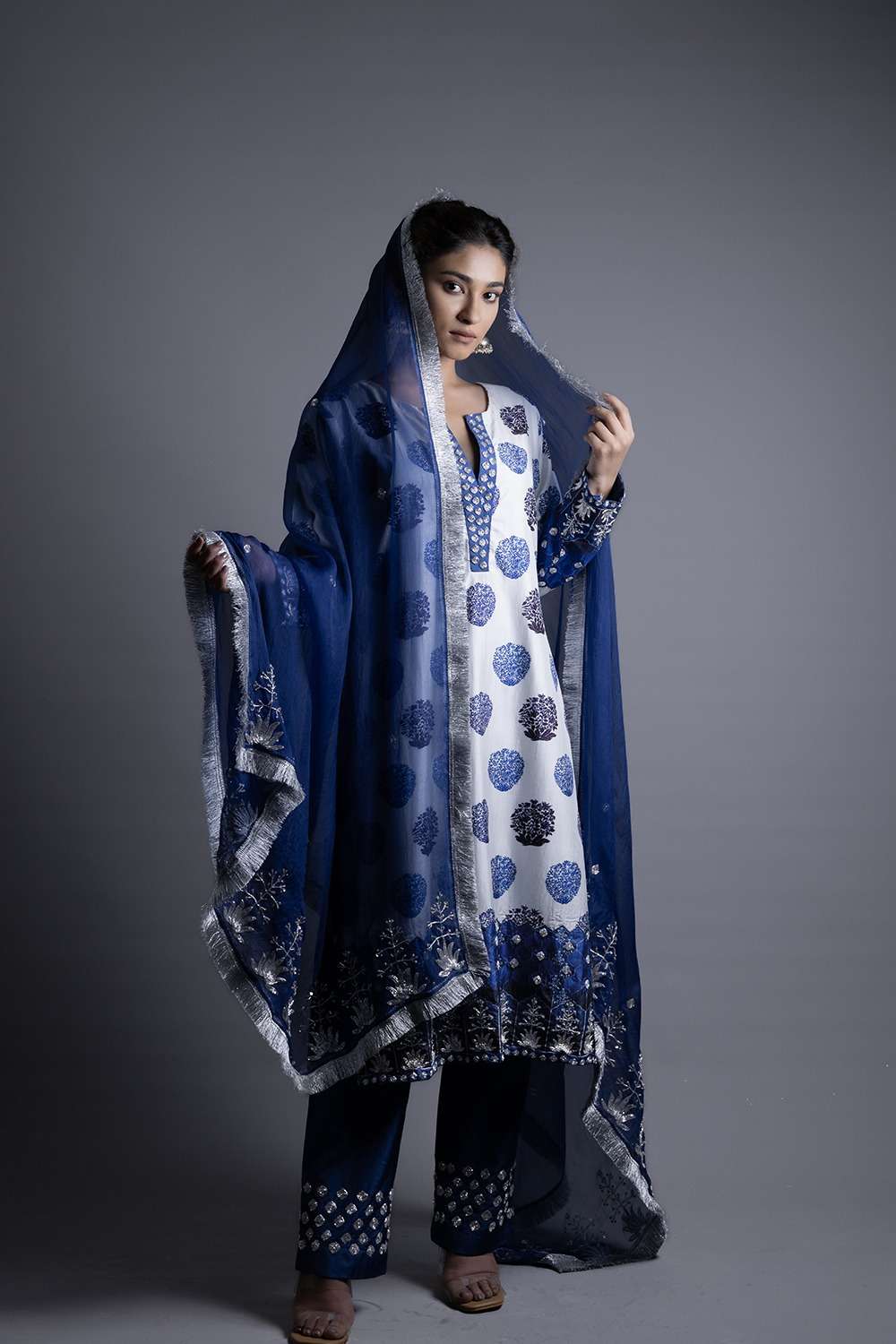 Neeli Buti Zardozi Work  twinning set for Mom + Daughter image 8