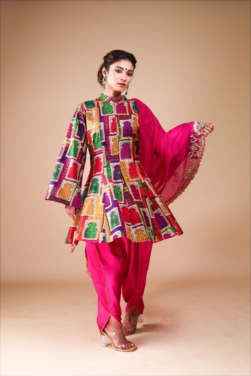 Kalidar Kurti With Tulip Pants And Heavy Hand-Embroidered Zardosi Work Dupatta image 2