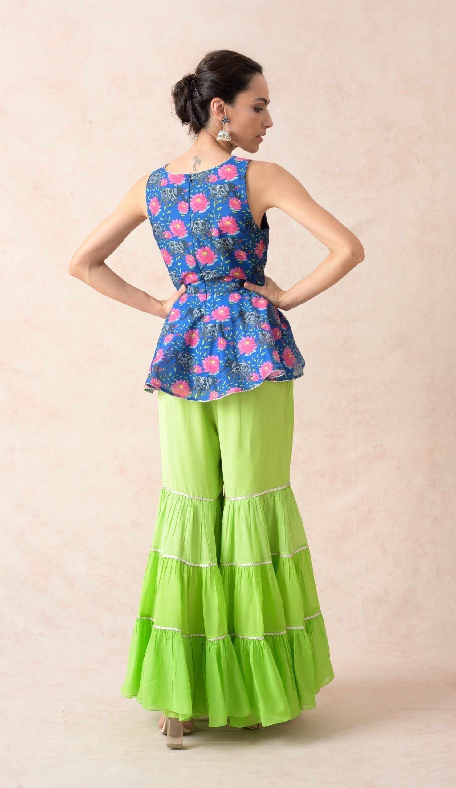 Peblum kurti with gharara, dupatta image 6