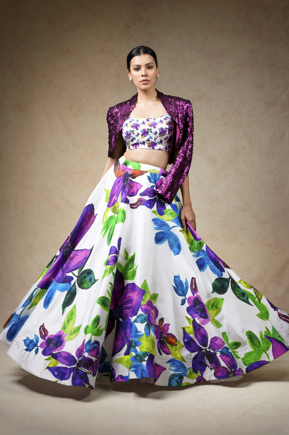 Hand Embroidered Silk Lehenga With Jacket, Blouse image 1