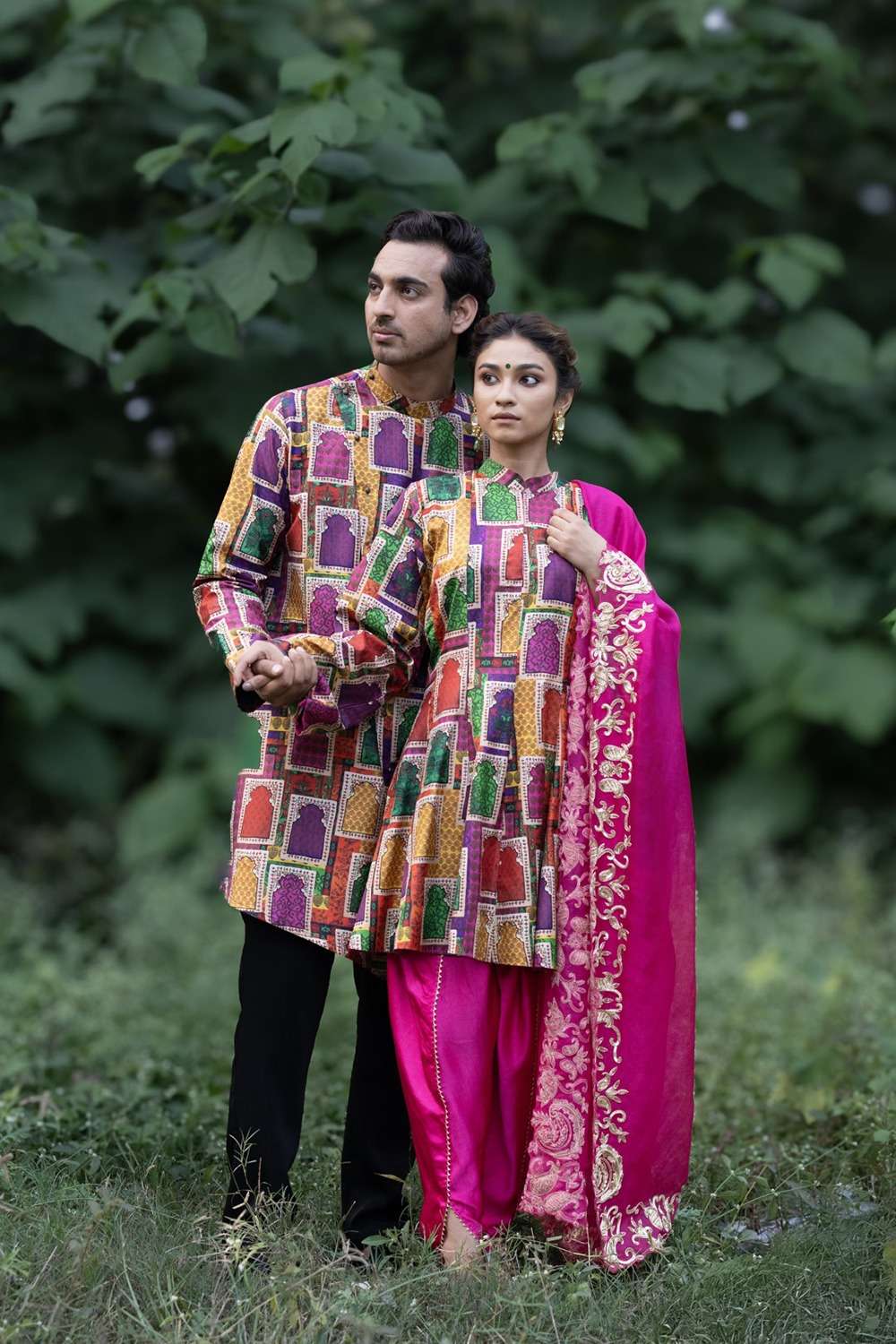 Hand-Embroidered Jharokha Print Twinning Set for men + Women image 0