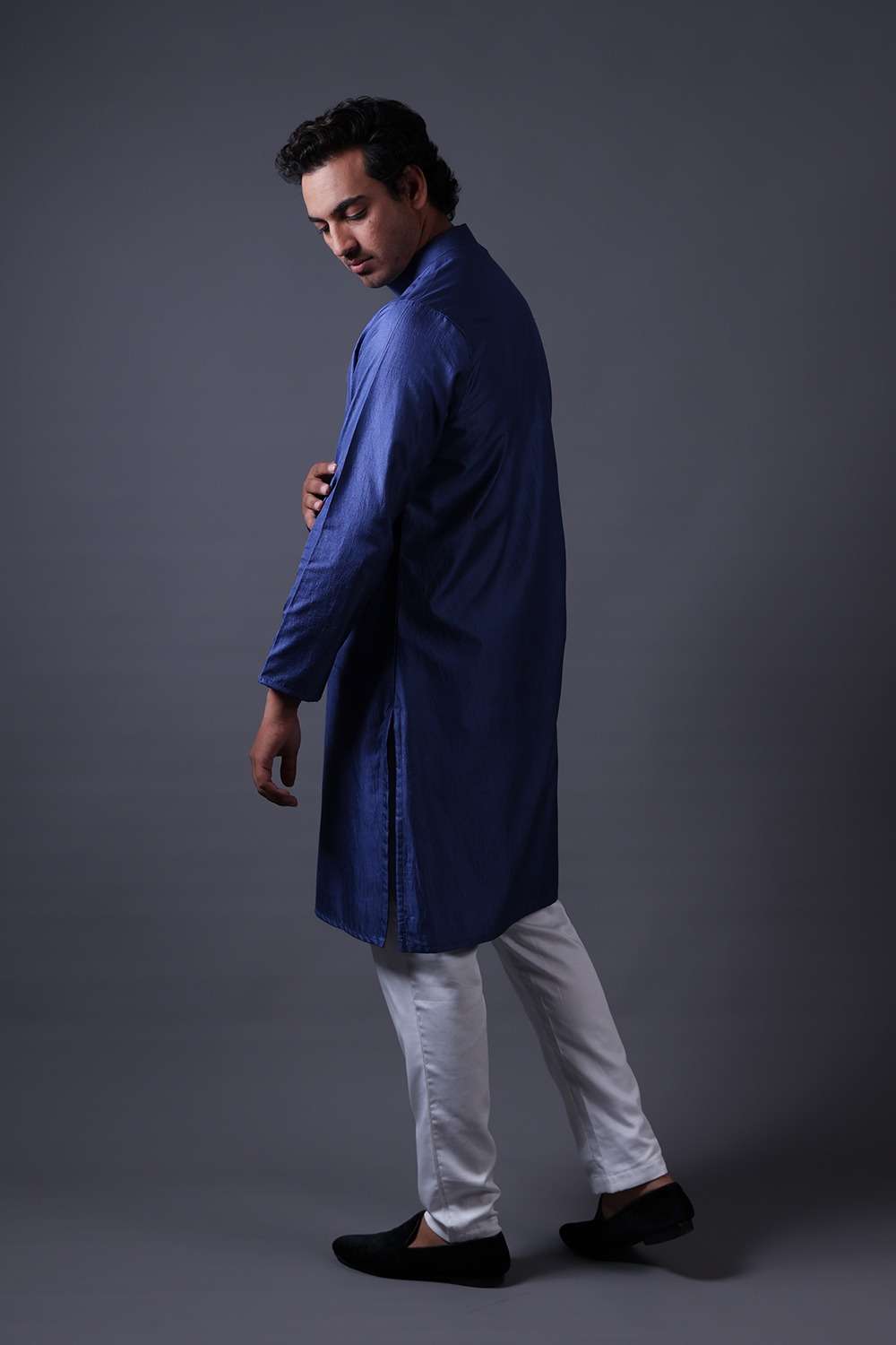 Neeli buti Hand Embroidered twinning set for Father + Daughter image 5