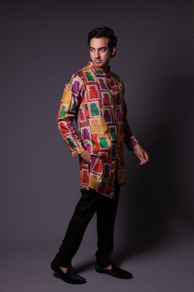 Nehru Jacket With Asymmetrical  Kurta And Pant image 2