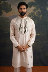 Golden sand Hand-Embellished Mirror Work Kurta Set image 0