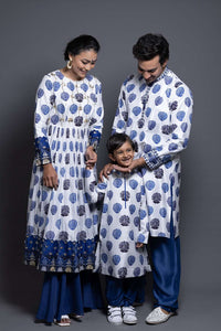Neeli Buti Leather Work Twinning Set for Mom +  Father  +  Son image 0