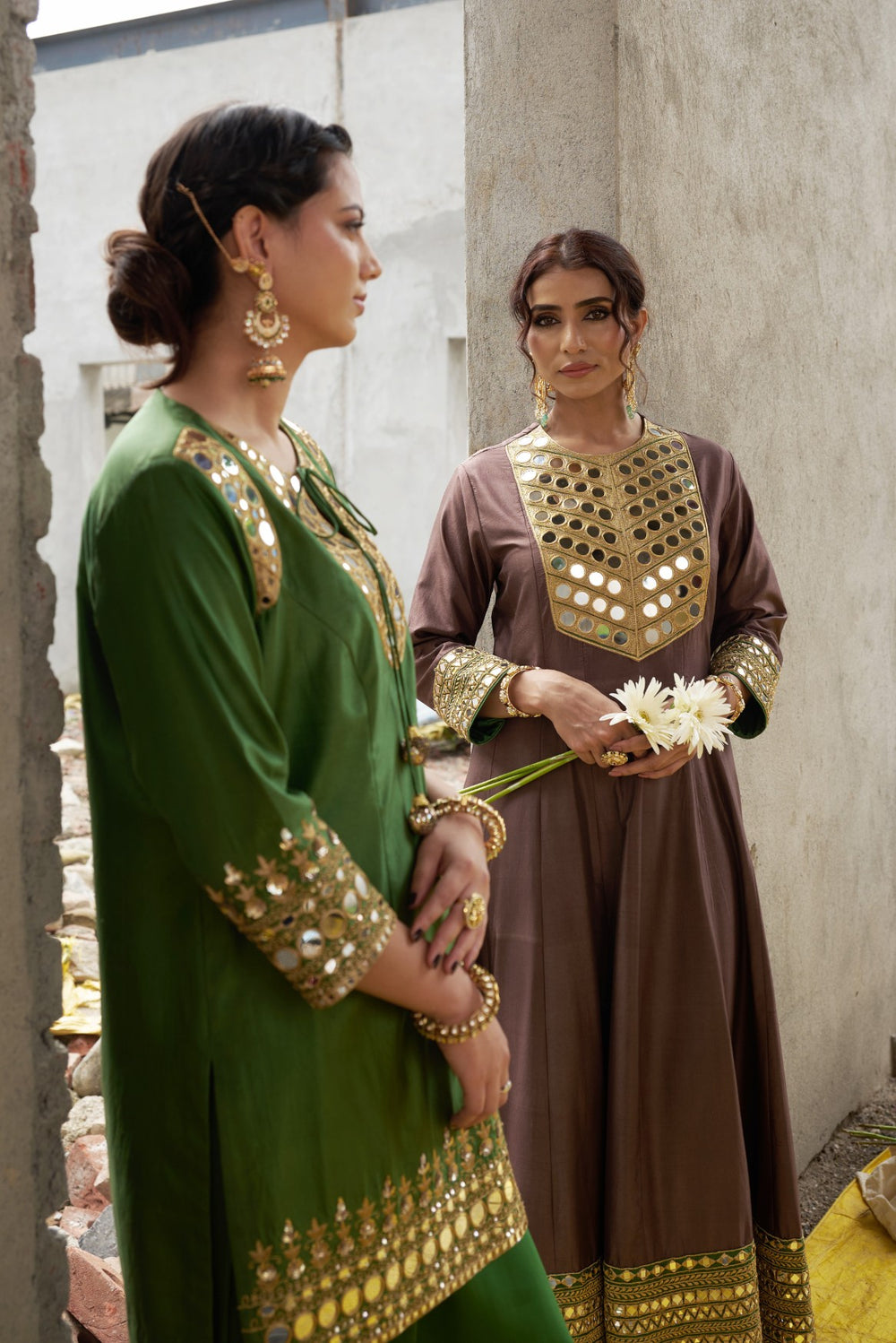 Anarkali with embroidered border and yoke image 9