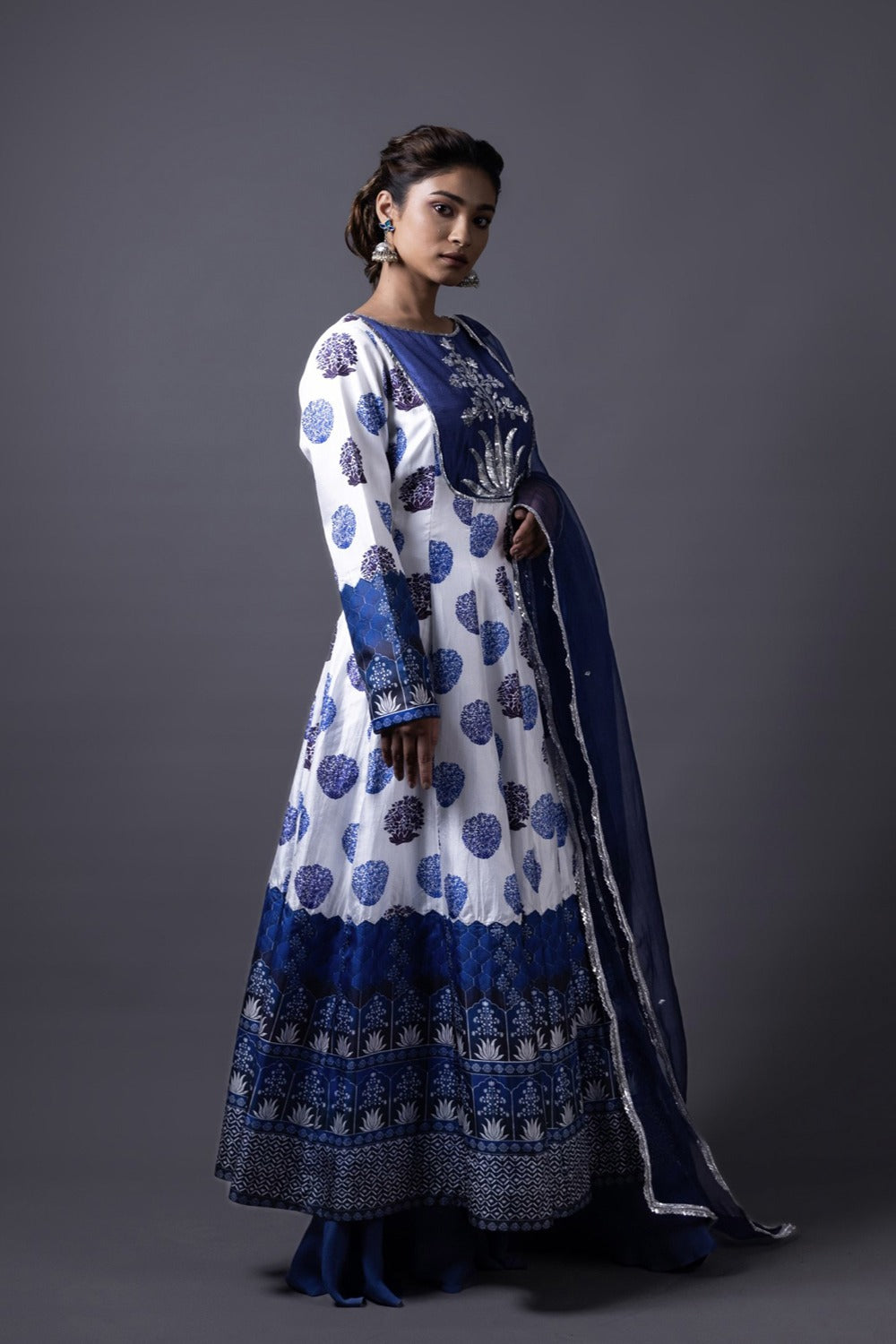Hand Embroidered Kalidar Anarkali With Sharara And Dupatta image 2