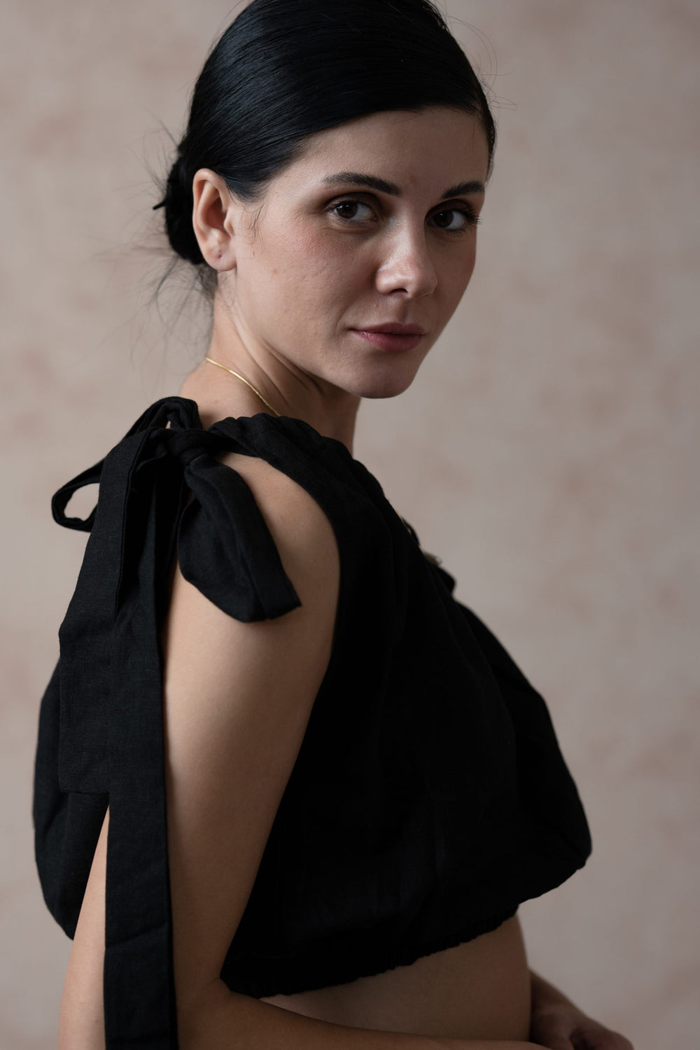 Black Pearl One-Shoulder Crop Top image 2