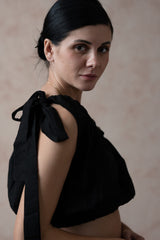 Black Pearl One-Shoulder Crop Top image 2