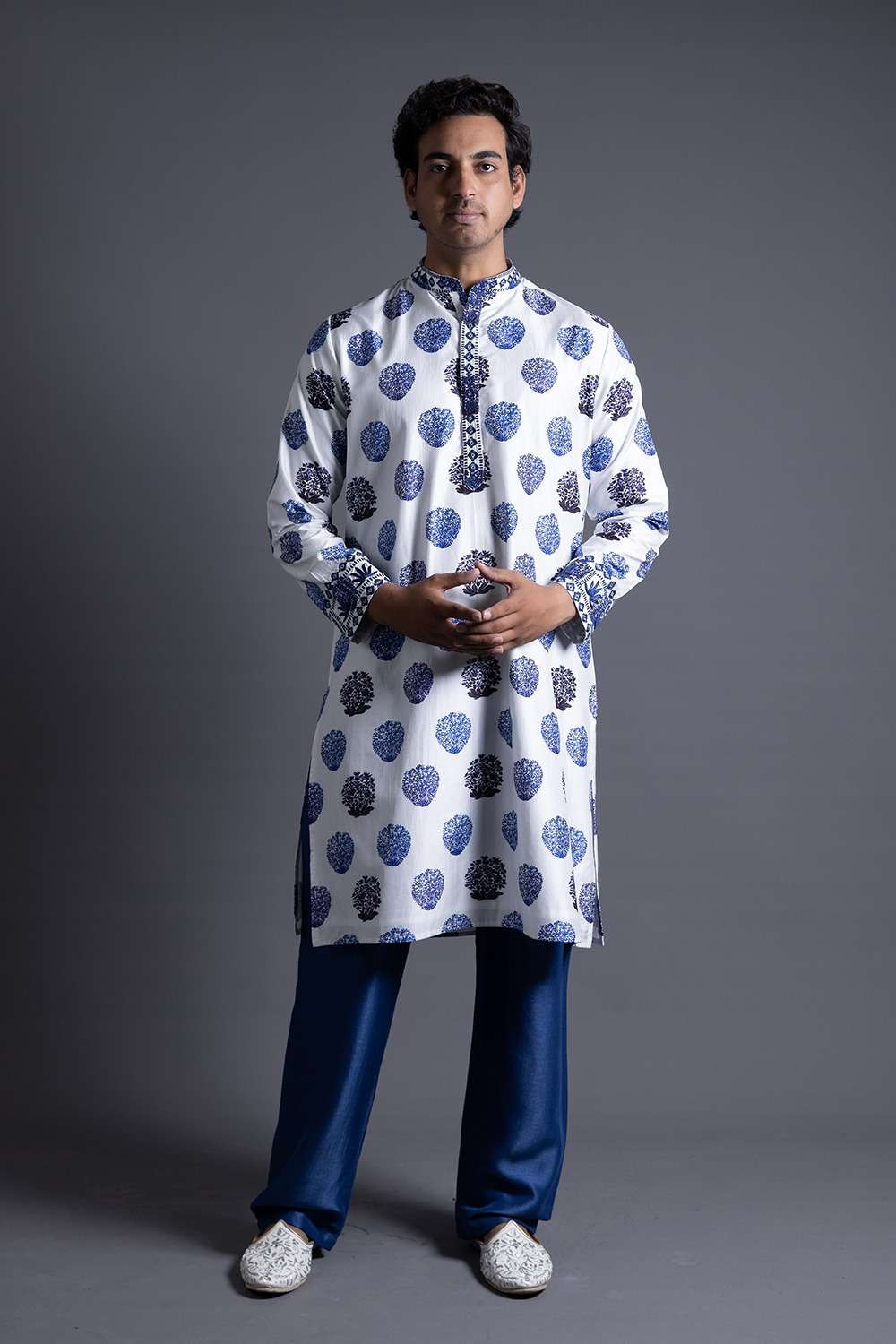 Neeli Buti Leather Work Twinning Set for Father  +  Son image 6