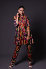 Hand Embroidered Pintuck Kurti With Pants image 0