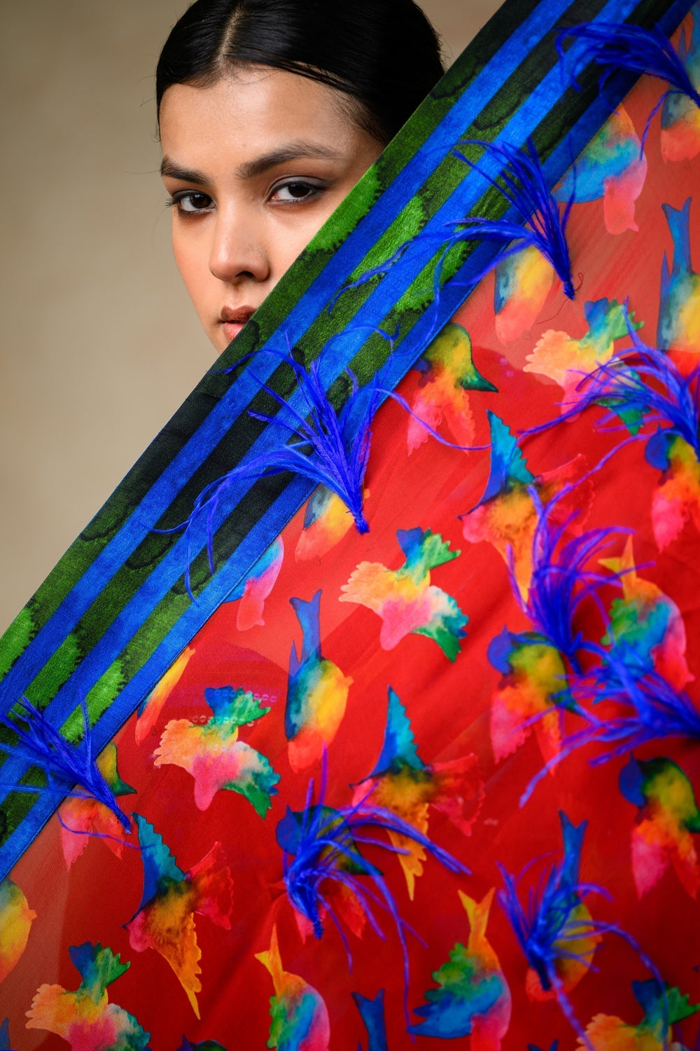 Hand Embroidered Blouse With Saree image 5