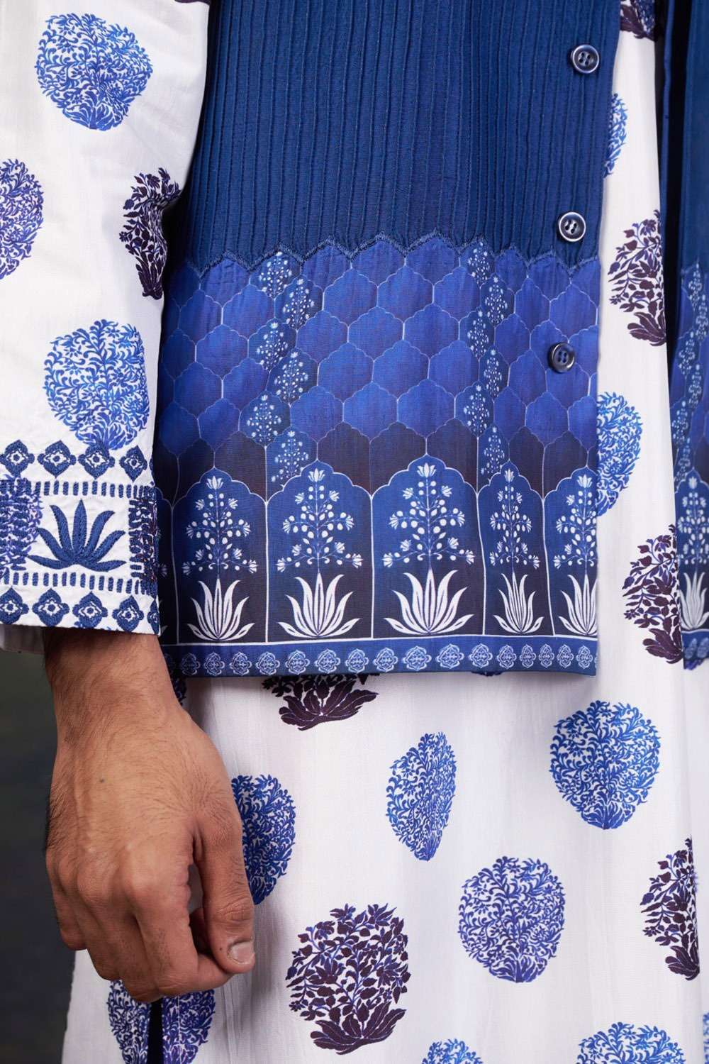 Buti Print Nehru Jacket with Kurta & Pyjama image 3