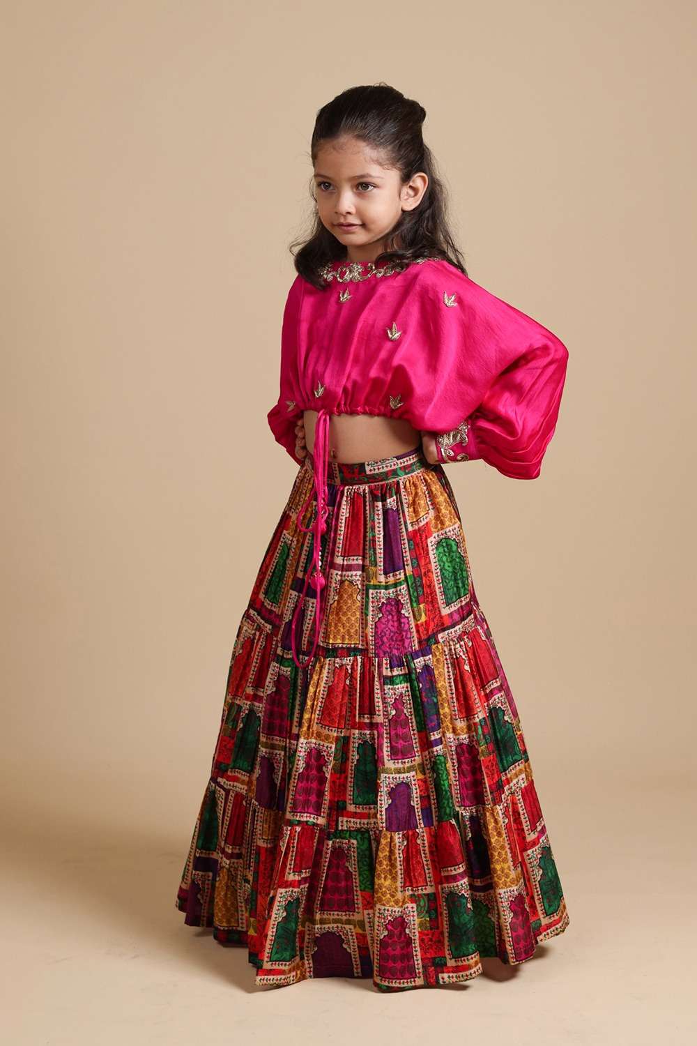 Hand-Embroidered Jharokha Print Twinning Set for  Sisters image 13
