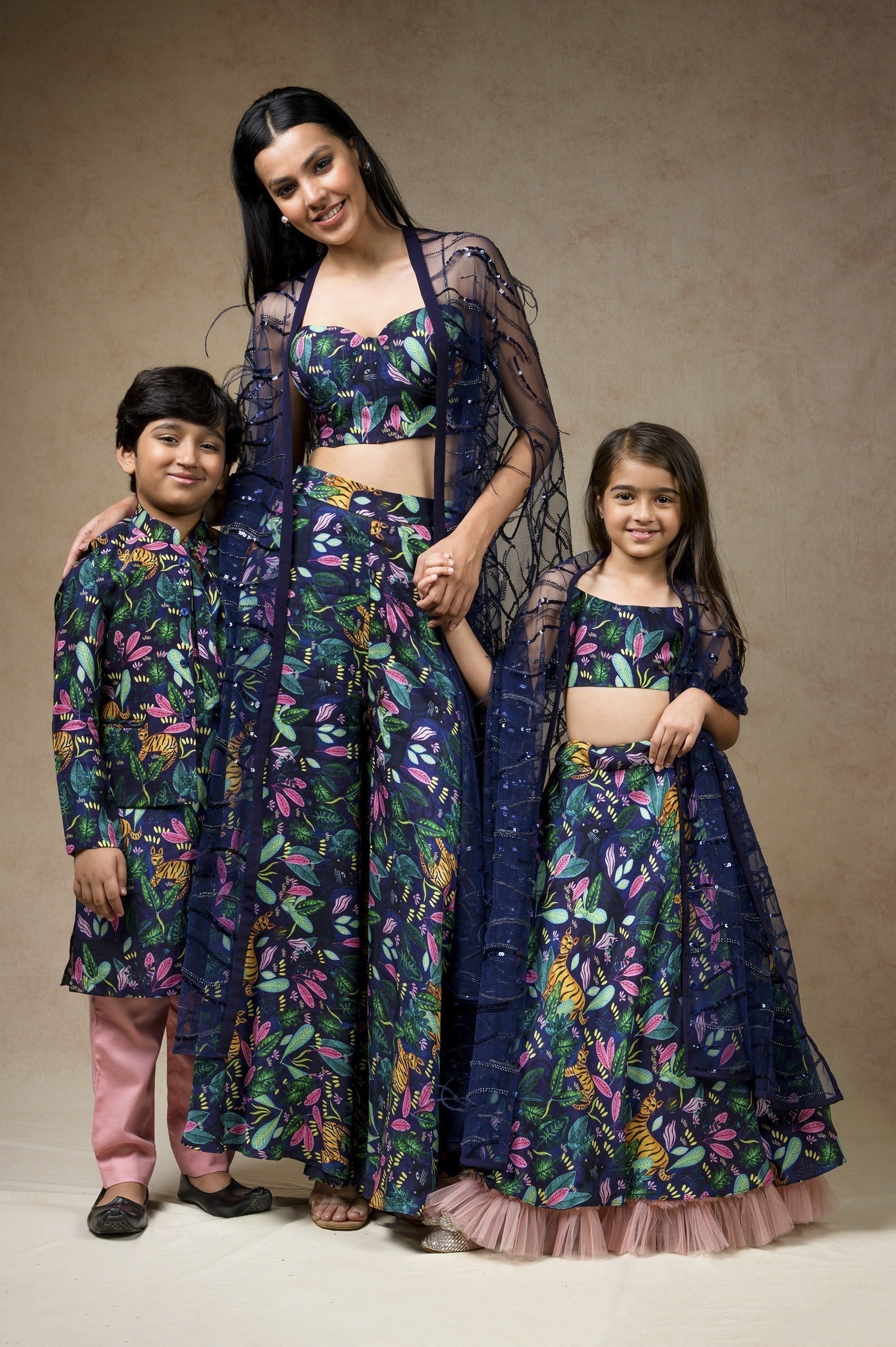 Multicolor jungle print twinning set for Mom + Daughter + Son image 32