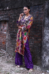 Hand-Embroidered Jharoka Print Kurta Set image 2