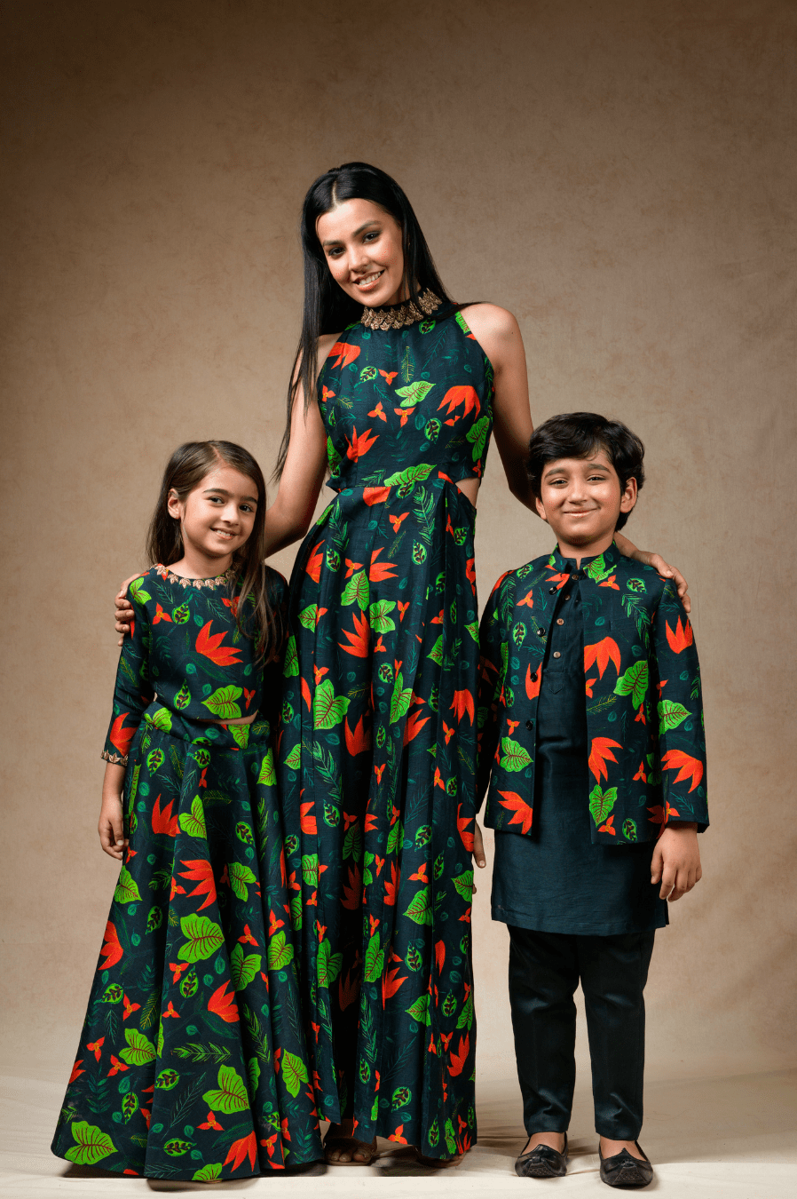 Hand embroidered Lily print twinning set for Mom + Daughter + Son (Copy) image 0