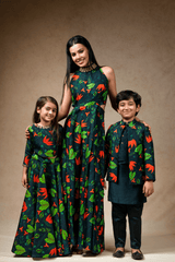 Hand embroidered Lily print twinning set for Mom + Daughter + Son (Copy) image 0