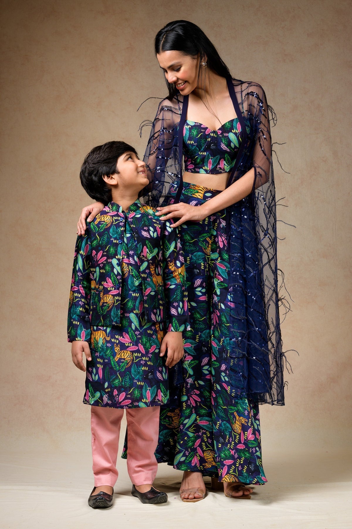 Multicolor jungle print twinning set for Mom + Son image 0