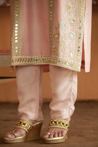 Aabha Antique Gold Embroidered A-Line Kurta Set
