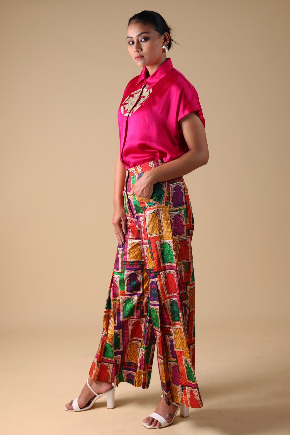 Anaya Hand-Embroidered Shirt With Pleated Pant Set