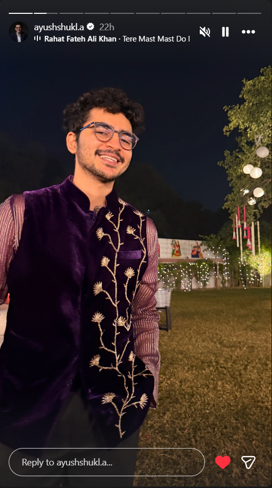 Entrepreneur Ayush Shukla in our Zardozi Nehru jacket set
