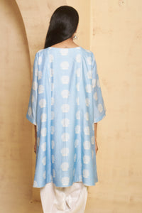 Baagh - Blue Hand-Embroidered Short Anarkali With Tulip Pant Set