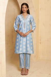 Chameli Hand Embroidered Leatherite Work Kurta With Pant