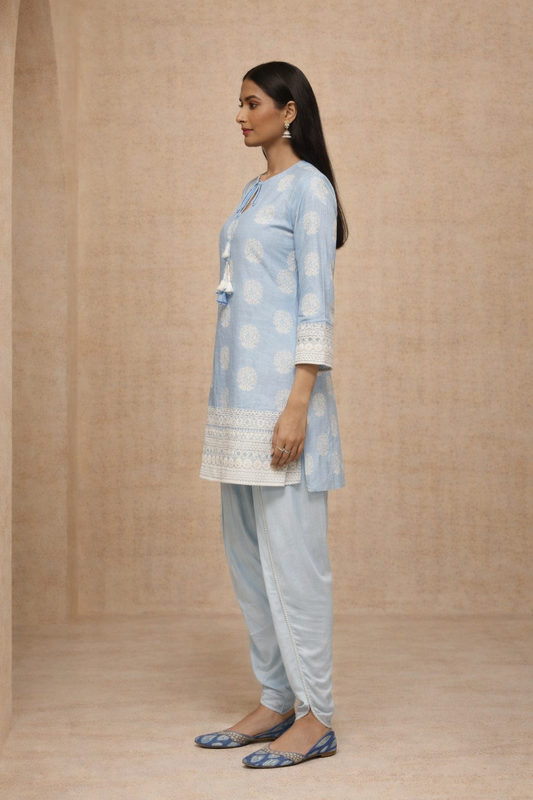 Hand Embroidered kurti with tulip pant