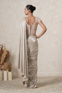 Chandni Metallic Pre-Draped Saree with Sequin Blouse