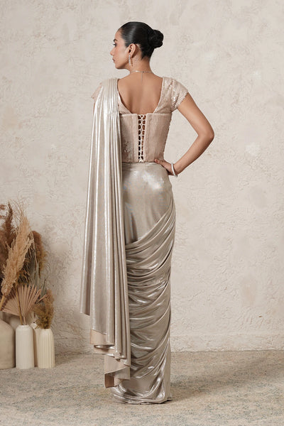 Chandni Metallic Pre-Draped Saree with Sequin Blouse