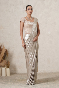 Chandni Metallic Pre-Draped Saree with Sequin Blouse