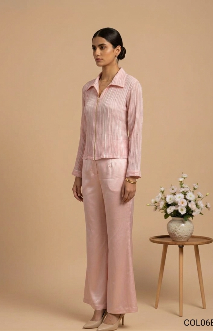 Aura — Embroidered Satin & Organza Co-ord Set