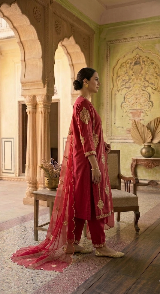 Fully Hand Embroidery Antique Zardozi work Kurta Set