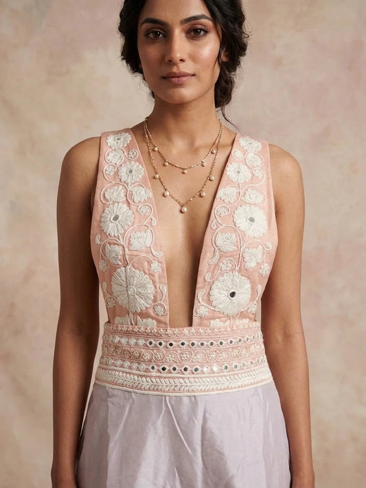 Solene — Hand-Embroidered Chanderi Cotton Dress