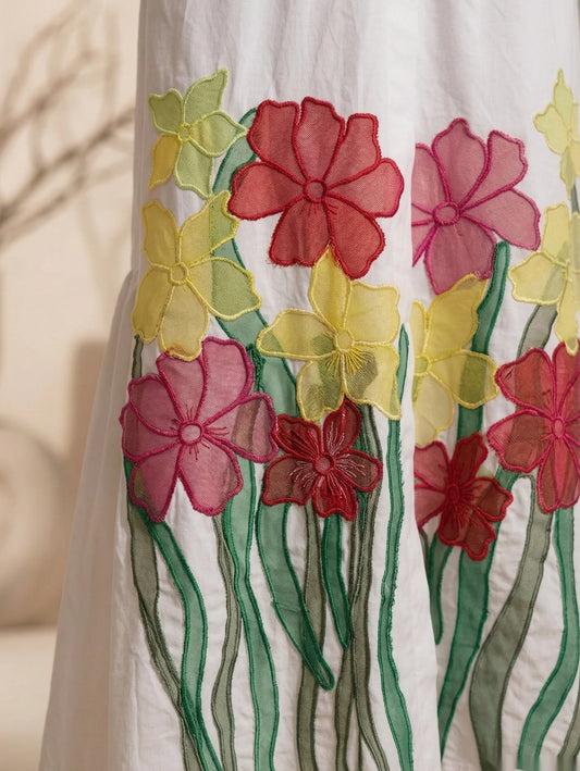 Cerise — Embroidered Cotton Poplin Dress