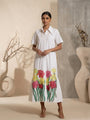 Cerise - White Hand-Embroidered Cotton Poplin Shirt Dress