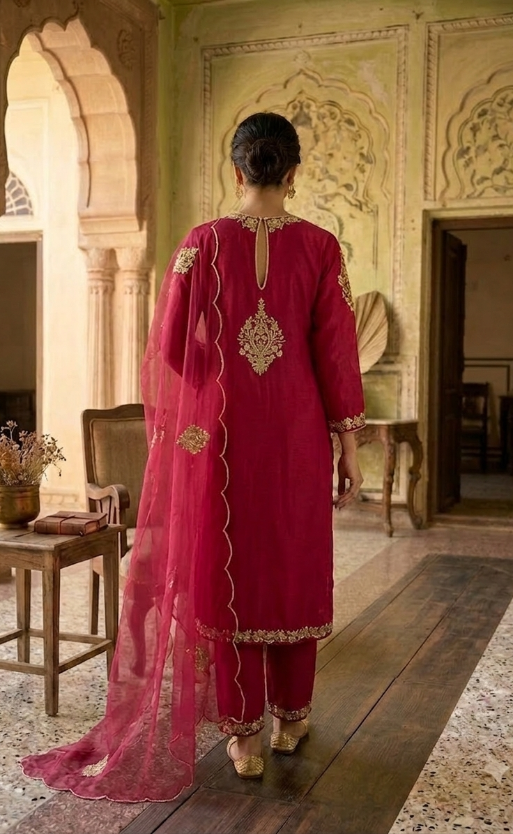 Fully Hand Embroidery Antique Zardozi work Kurta Set
