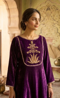 Purple Zardozi Hand-Embroidered Anarkali Set