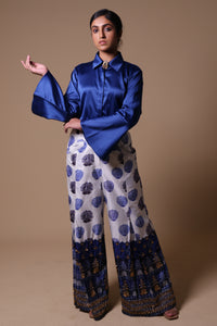 Noor Hand Embroidered Flared Pants With Shirt