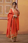 Hand embroidred katdana work kurta set with dupatta