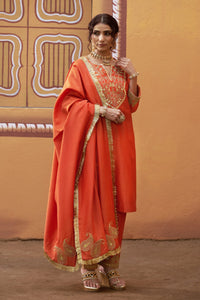 Hand embroidred katdana work kurta set with dupatta