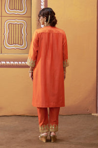 Hand embroidred katdana work kurta set with dupatta