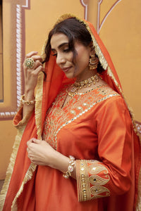 Hand embroidred katdana work kurta set with dupatta