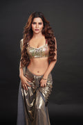 Archana Gautam in our Gold Hand-Embroidered Blouse