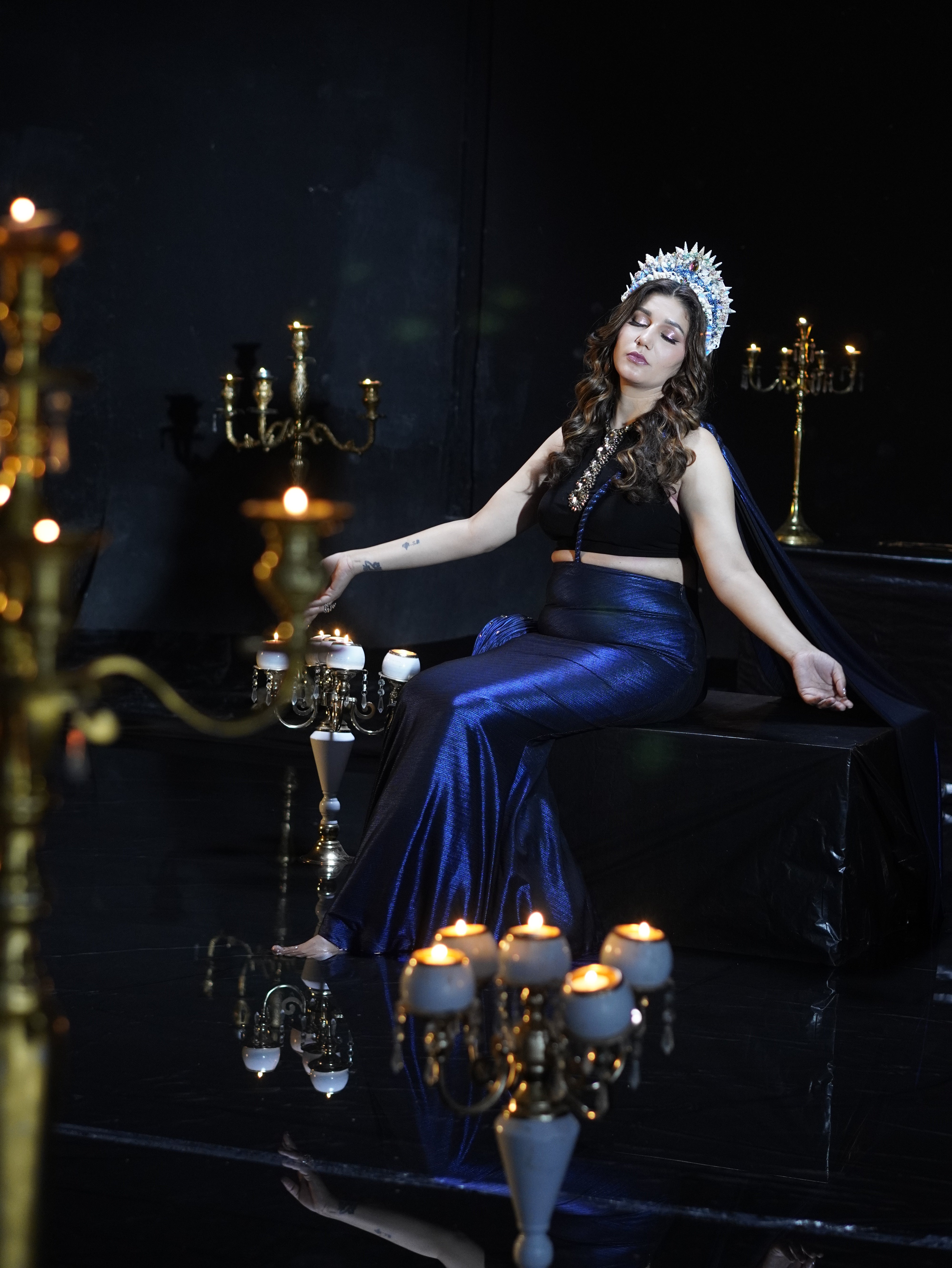 Sapna Chaudhary in our Embellished Saree gown with Swarovski blouse